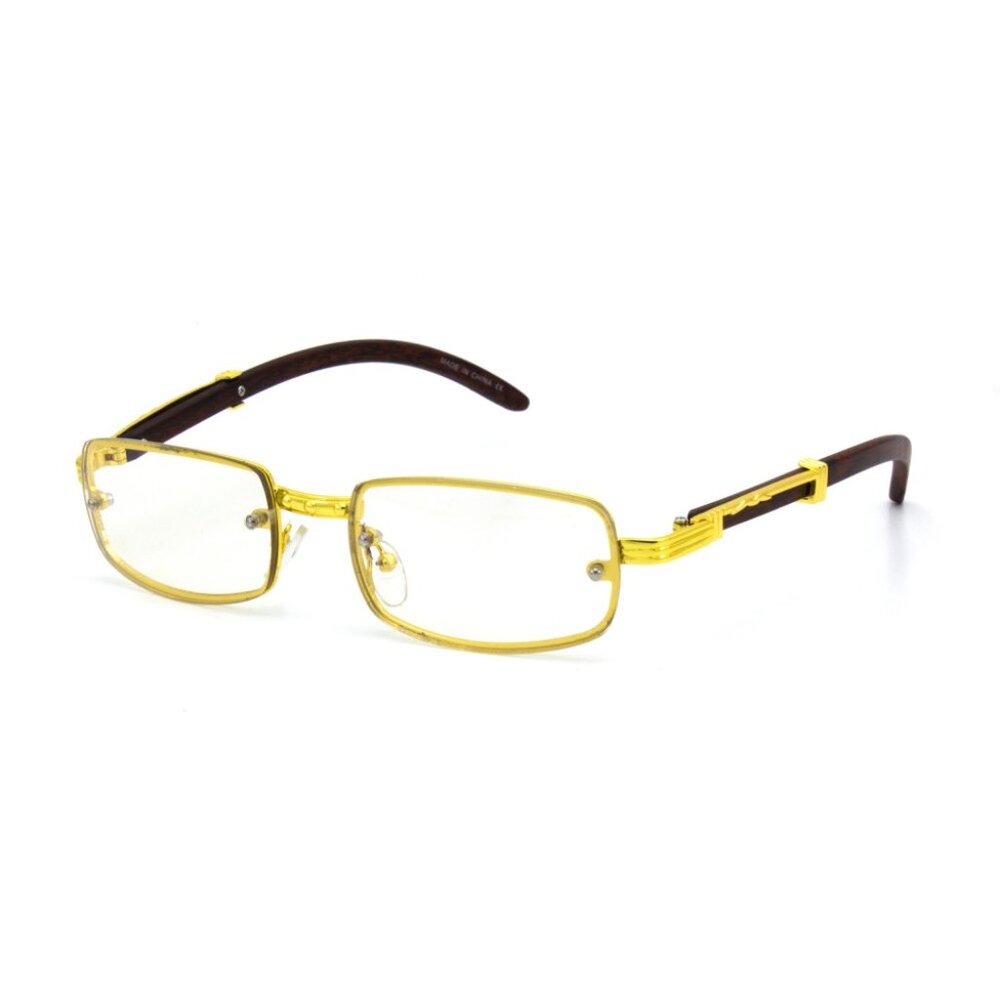 Clear Lens Men Sunglasses Square Rimless Gold Frame‎ Hip Hop Style Small Shades